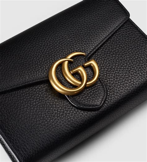 gucci calfskin gg marmont chain wallet black|gucci marmont chain wallet.